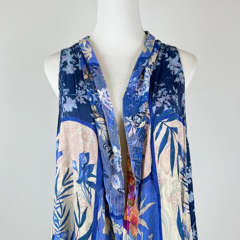 NWOT Johnny Was Anya Vest Floral Blue Open Front Hobo Chic Kimono Size S - Picture 3 of 14